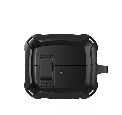 LIUZIHAN Funda Compatible con Samsung Galaxy Buds 3/Buds 3 Pro, TPU Suave + PC Duro, Portátil Case, con Mosquetón, Anti-caída, Fundas Compatible con Samsung Galaxy Buds 3/Buds 3 Pro.(Negro)