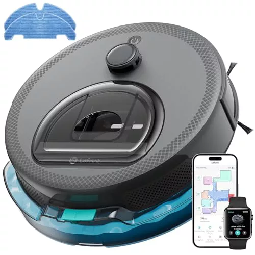 LEFANT M330 Pro Robot Aspirador y Fregasuelos con Mapeo 3 en 1, Navegación dToF, 5000Pa, 150min, Mini Diámetro 28cm, Evitación de Obstáculos PSD 190°, App/Alexa/i Watch, Ideal para Alfombras, Gris