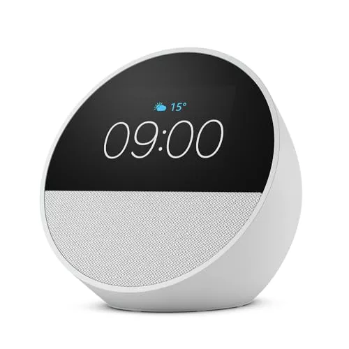 Amazon Echo Spot (modelo de 2024) | Despertador inteligente con sonido de calidad y Alexa | Blanco