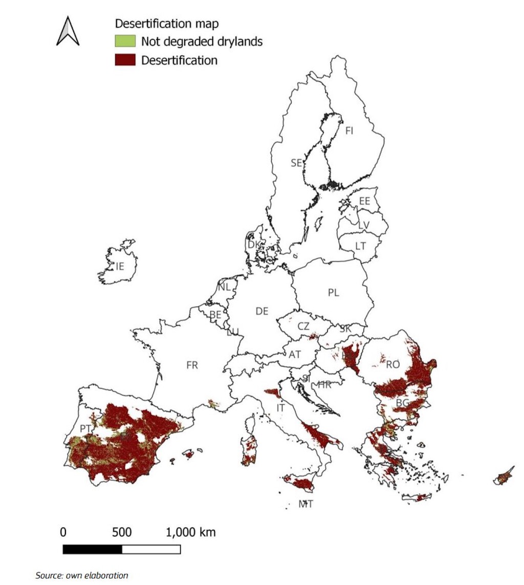 El mapa de la desertificación en Europa da auténtico miedo: España ya roza el 53% de tierras áridas