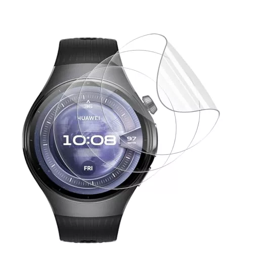 GEEMEE Protector de Pantalla para Huawei Watch 5 46mm, 3 Piezas de película Flexible Ultra HD TPU antihuellas Dactilares a Prueba de explosiones con Borde Curvo para Huawei Watch 5 46mm