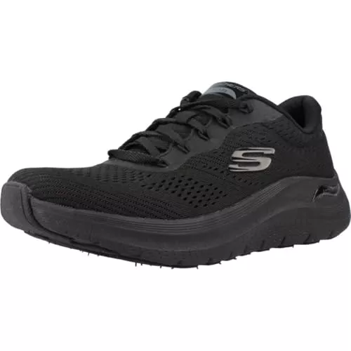 Skechers Mujer Arch Fit 2.0 Big League, Black Mesh/Gunmetal Trim, 39 EU