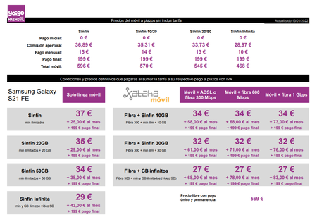 Precios Samsung Galaxy S21 Fe A Plazos Con Tarifas Yoigo