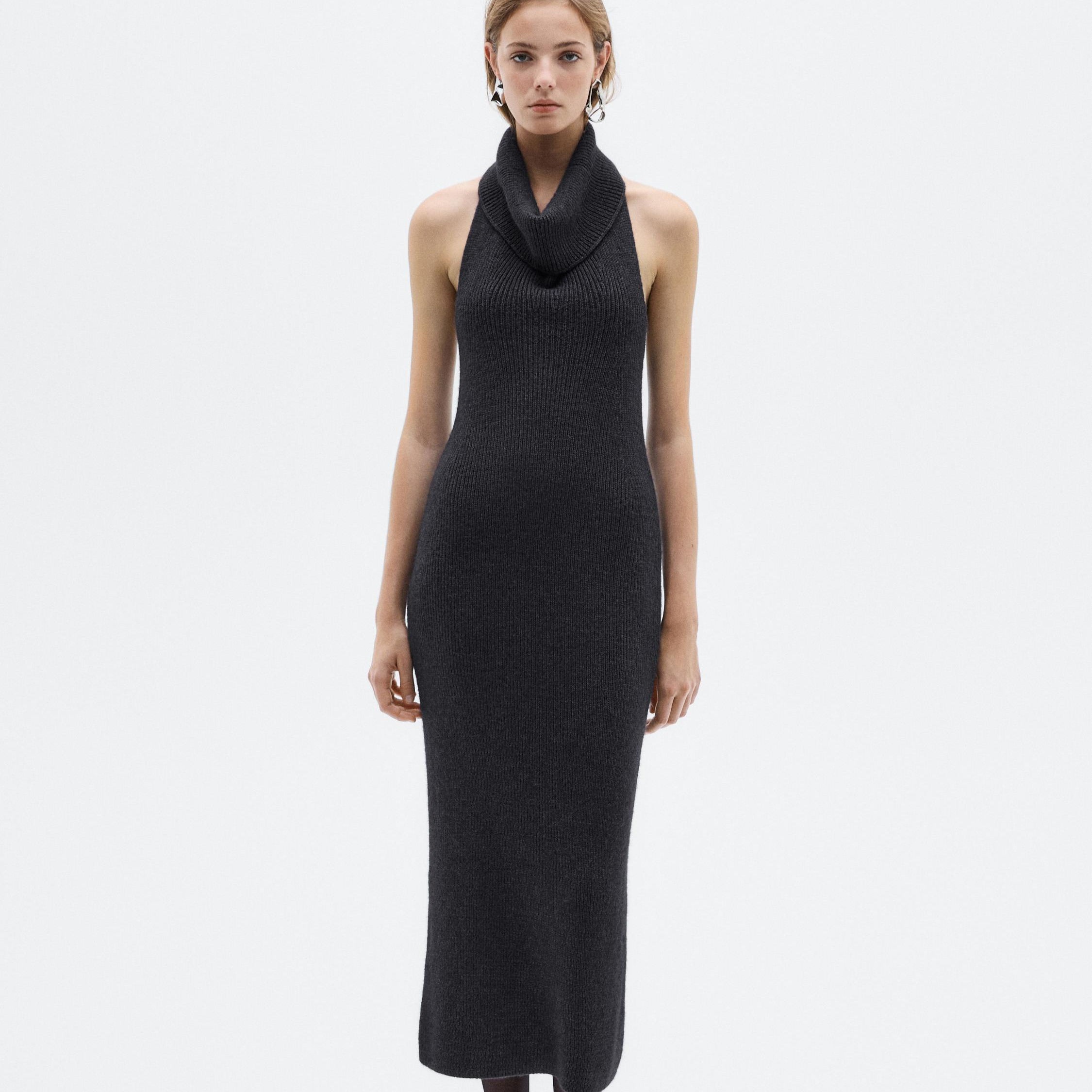 Vestido midi punto halter - LIMITED