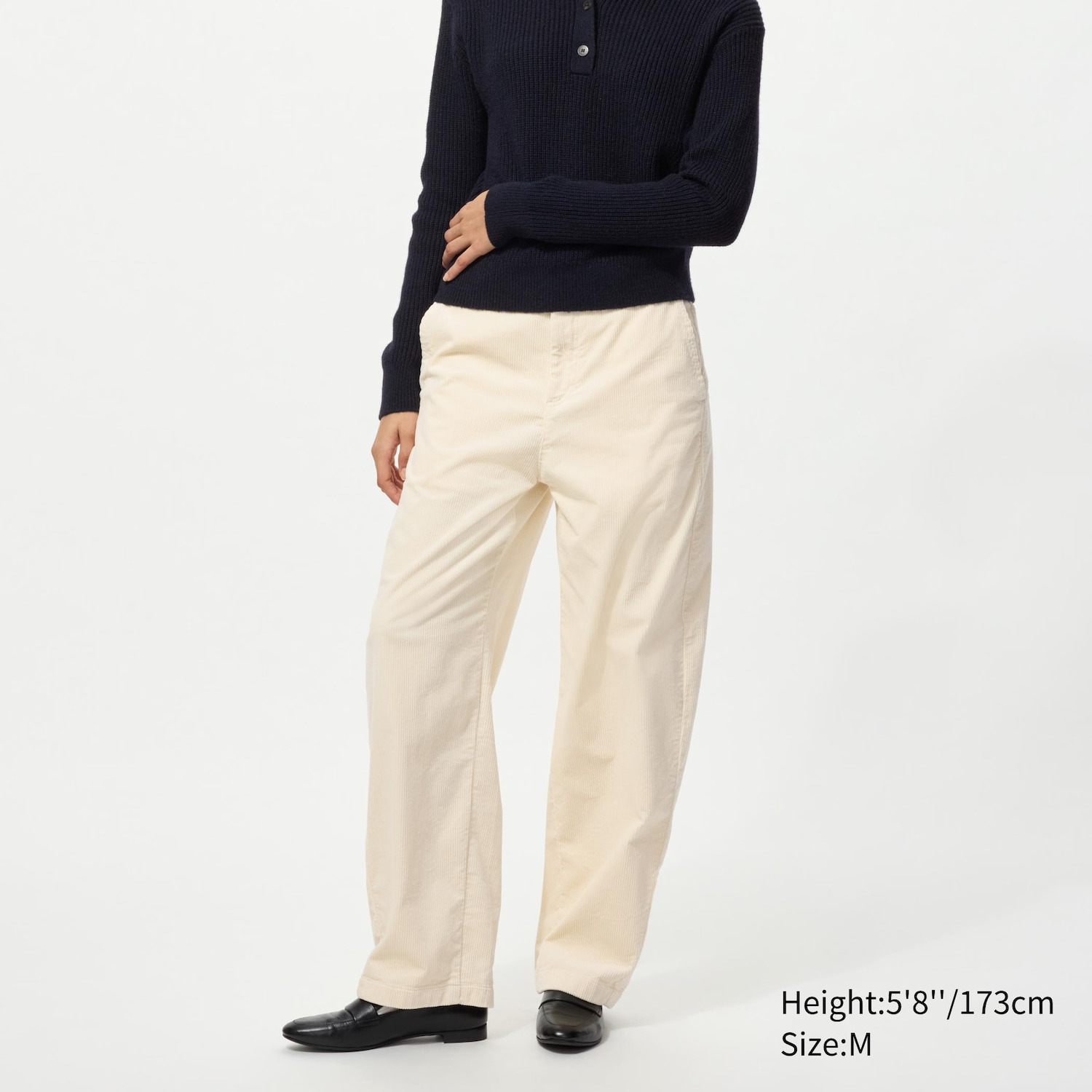 Pantalón pierna curvada pana