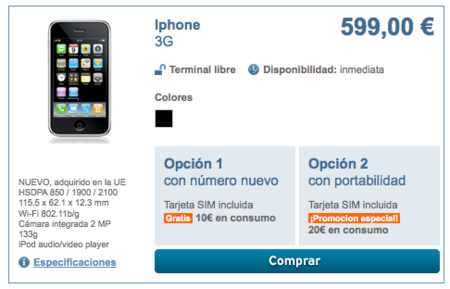 Simyo vende el iPhone 3G libre por 599 euros