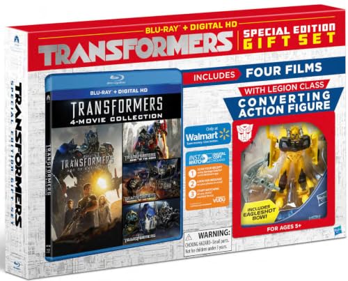 TRANSFORMERS - Set de regalo de 4 películas BLU-RAY + Digital HD edición especial, incluye figura de acción de conversión