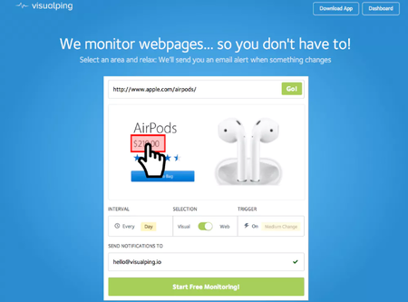 Visualping, o cómo recibir alertas cuando algo cambie en una web que quieras monitorizar
