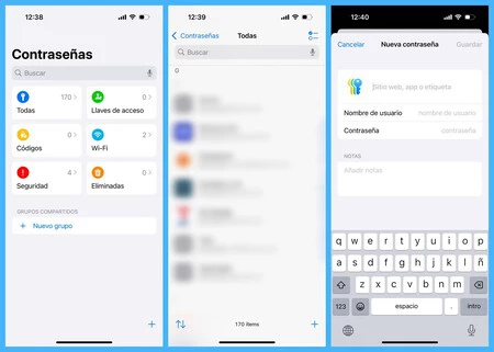 Capturas de pantalla de la nueva aplicación de contraseñas de iOS 18