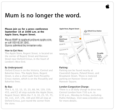 Evento de Apple para el 18 de Septiembre