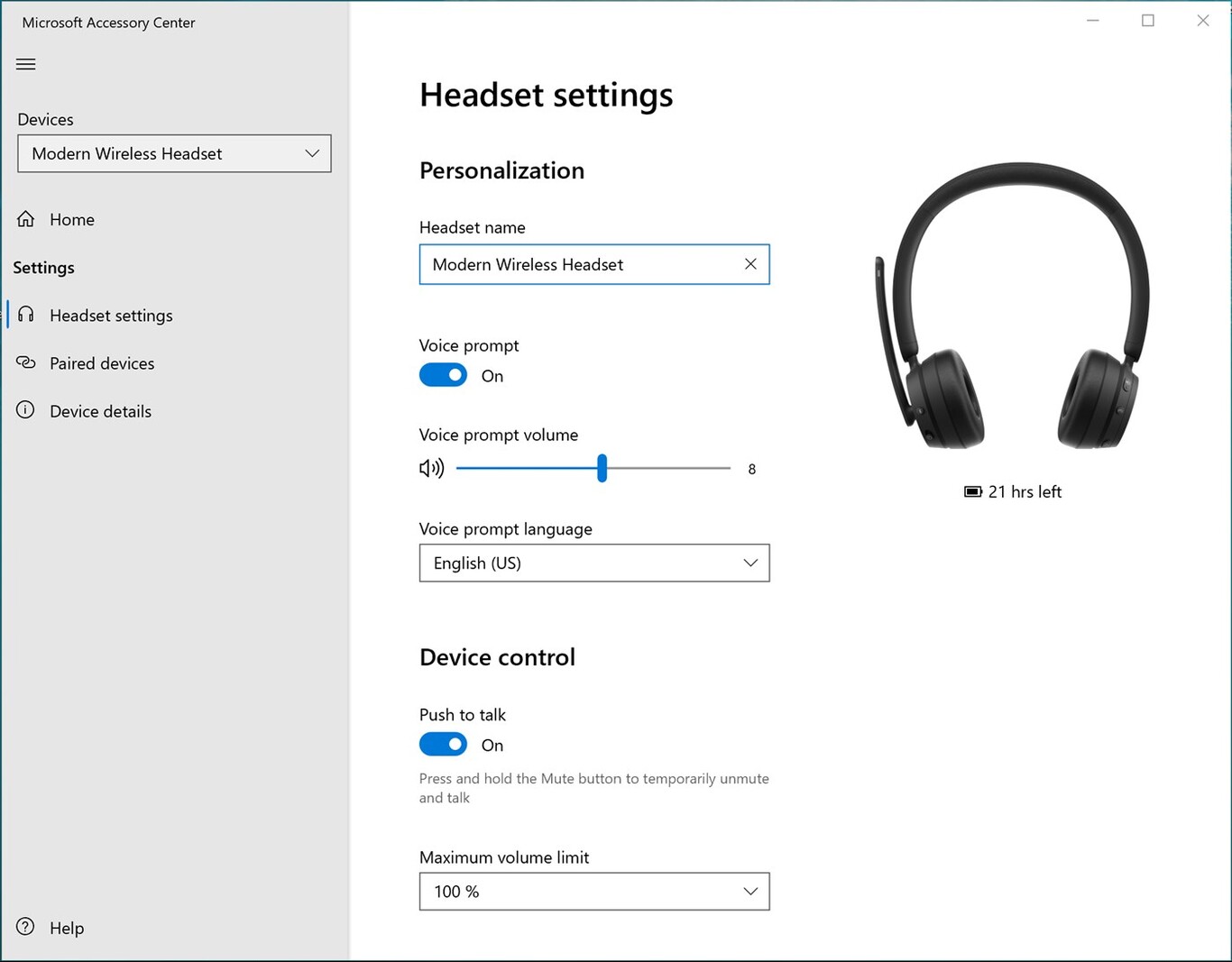 Microsoft Accessory Center esta app gratuita sirve para controlar y