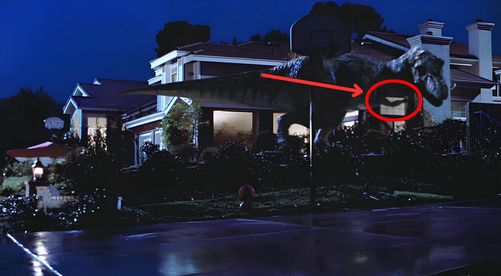 Si paras Jurassic Park: El Mundo Perdido en el minuto 1:48:43, verás que el T-Rex tiene complejo de Michael Jordan 