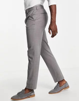 Pantalones de traje gris carbón de hilos cruzados de corte slim de ASOS DESIGN Wedding