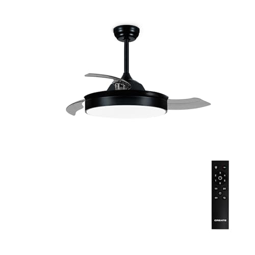 CREATE / WIND CLEAR M/Ventilador de techo con luz negro con mando / 40W