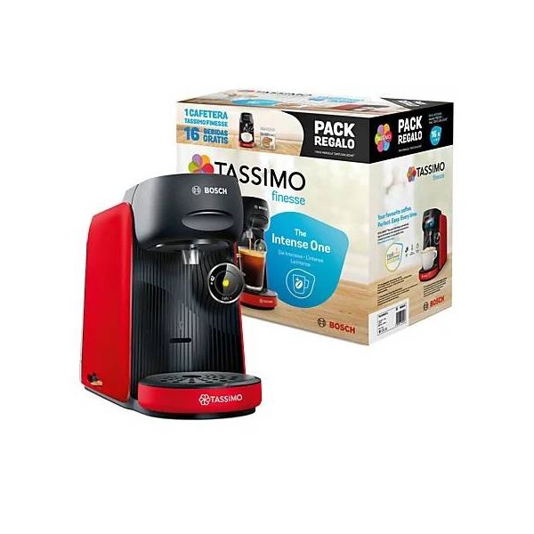 Cafetera de cápsulas - Bosch TAS16B3C1, 0.7 l, 3.3 bar, 1400 W, 1 x Pack Tassimo regalo, Rojo

