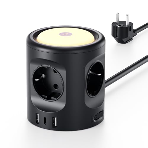 Cubo Regleta Enchufes con Luces LED Nocturnas 
