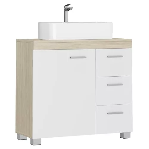 VASAGLE Mueble Bajo Lavabo, Armario de Baño, 3 Cajones, 2 Compartimentos