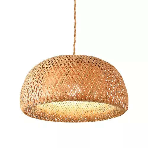 BARCELONA LED - Lámpara colgante de mimbre Hanna. Estilo Boho Rústica – Pantalla artesanal natural, Cable ajustable de Cuerda