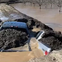 Dos granjeros han sacrificado sus pick-up para contener una inundación. Era una idea loquísima, pero ha funcionado