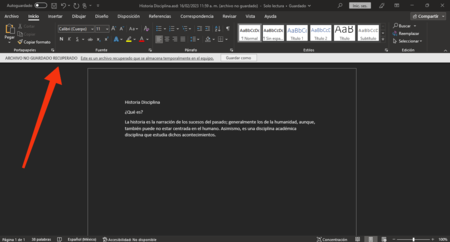 Word archivo recuperado