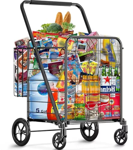 Borstom Carro de la Compra Capacidad 210kg 119T x 13B x 63,5H cm | Carrito Compra con 4 Ruedas Supermercado Luggage, Laundry