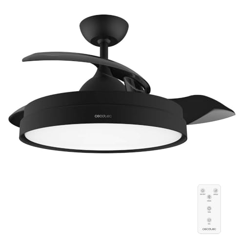 Cecotec Ventilador de Techo con Aspas Retráctites y Lámpara EnergySilence Aero 4280 Invisible Black