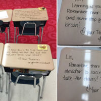 Todos querríamos una profe que dejara mensajes así en los pupitres de nuestros hijos.. o en los nuestros cuando estudiabamos