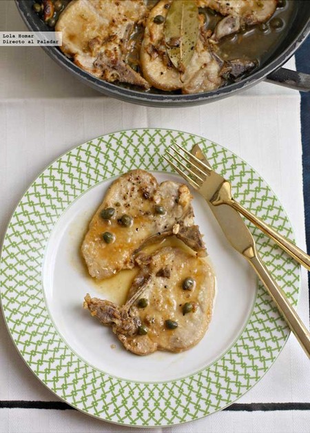 Chuletas de cerdo con alcaparras y anchoas. Receta