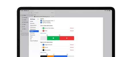 Missive のジェスチャをカスタマイズするオプション。