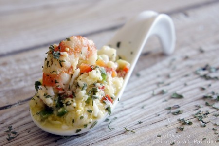 Salpicón de rape y gambones. Receta