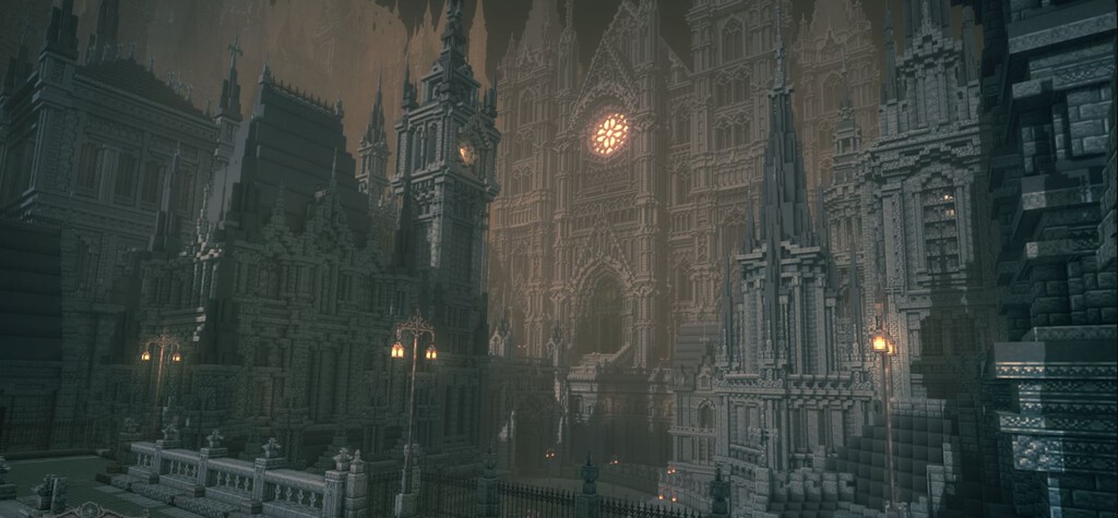 Esta imagen no es de Bloodborne, es la ciudad gótica de FromSoftware recreada en Minecraft a escala real Esta imagen no es de Bloodborne, es la ciudad gótica de FromSoftware recreada en Minecraft a escala real
