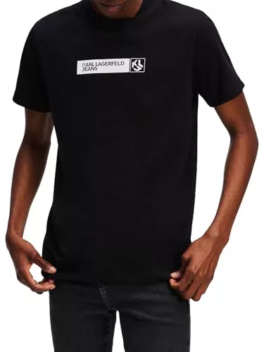 KARL LAGERFELD JEANS Slim Graphic tee Camiseta, Negro, L Hombres