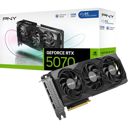 PNY GeForce RTX 5070 Overclocked Triple Fan 12GB GDDR7 Reflex 2 RTX AI DLSS4