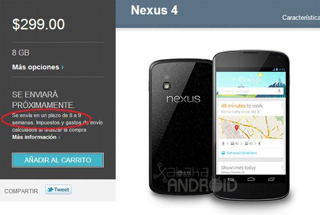 Nexus 4 retrasado