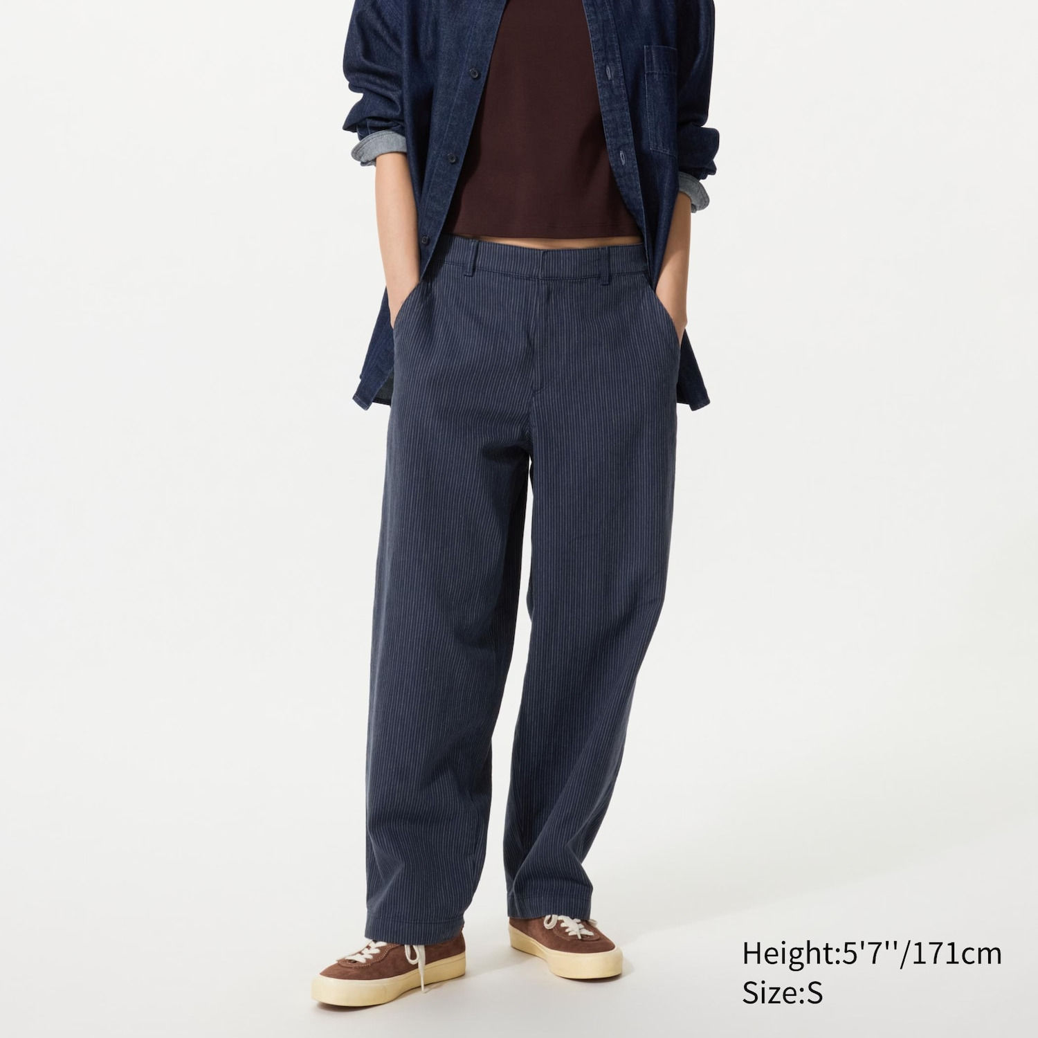 Pantalón lino algodón rayas