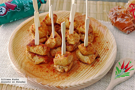 Pinchos de pollo al pimentón. Receta