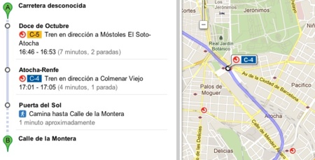 Google integra la red Cercanías de Renfe en Madrid