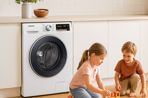 lavadora Samsung y niños