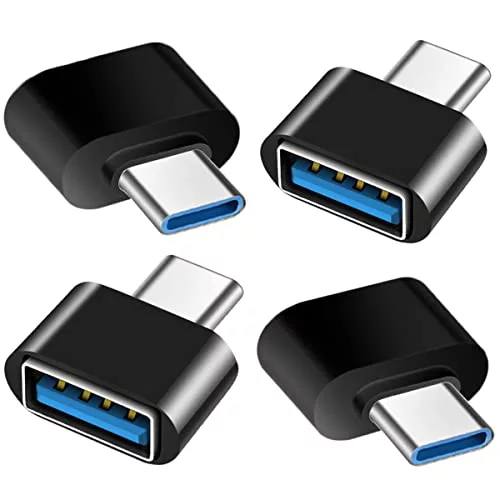 Mepsies Adaptador USB C a USB (4 Piezas), Adaptador OTG USB-A 3.0 Hembra a USB-C Macho Compatible con MacBook Pro, Samsung Galaxy, Teléfonos Tipo-C, Tabletas y Más (Negro)