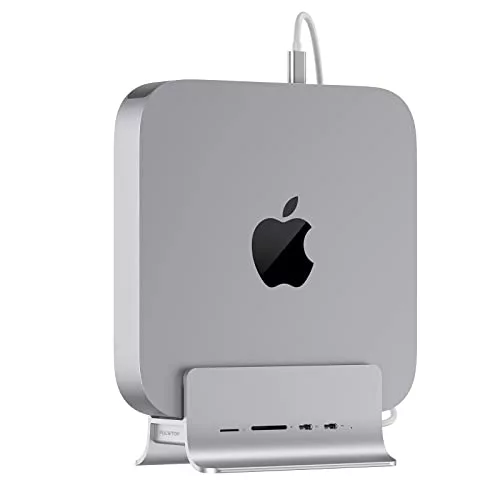 PULWTOP USB C ハブ Mac Mini 用、5 in 1 USB ハブ アダプタ & Mac Mini 用スタンド、M.2 NVMe SSD 拡張サポート、2 USB C ポート付きドッキングステーション、SD/TF カード、M.2 SSD (別売り)