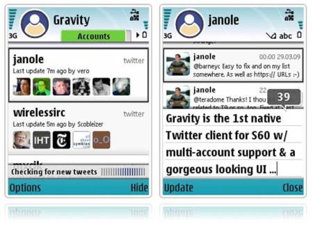 Gravity, accede a Twitter com móviles Symbian