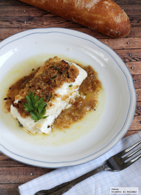 Receta de lomo de merluza gratinado al vermú