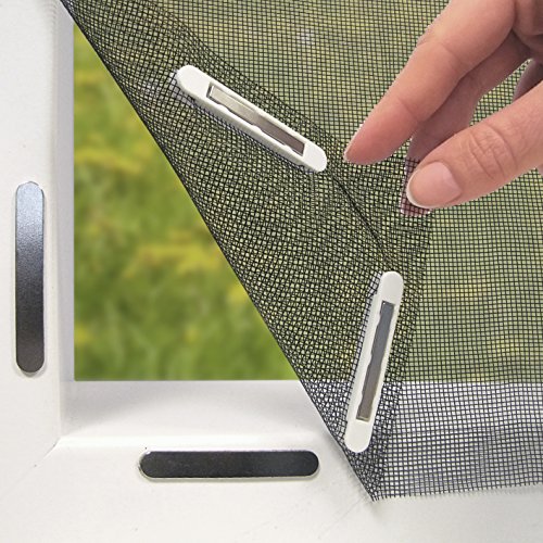 EASYmaxx Mosquitera para ventanas con Magic Click | Cortada individualmente a medida para todas las ventanas de hasta 150x130 cm | Fácil instalación con 12 imanes - sin taladrar ni atornillar [Negro]