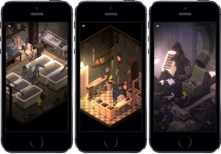 ゲームに登場する 2 人の不気味な敵と、ゴミ箱の中を追いかけてくるモンスター。