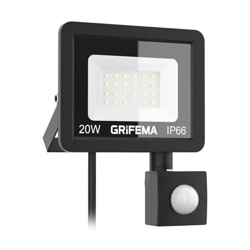 GRIFEMA Foco LED exterior 20W con sensor de movimiento