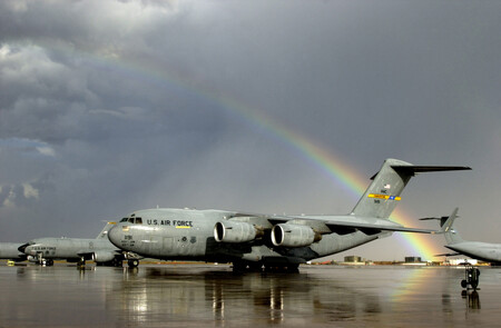 Rainbow Over U S Air Force Aircraft In Spain 2