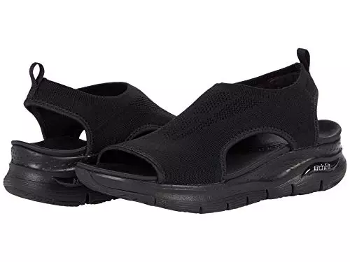 Skechers Arch Fit City Catch Mujer Sandali, Black Knit, 37 EU