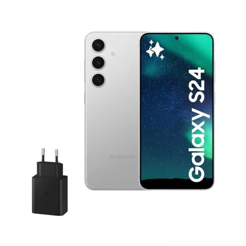 Samsung Galaxy S24 y Cargador 45W, Teléfono Móvil con IA, Smartphone Android, 8 GB RAM, 256 GB Almacenamiento, Cámara 50MP, Batería Larga Duración, Gris Marble (Versión Española)