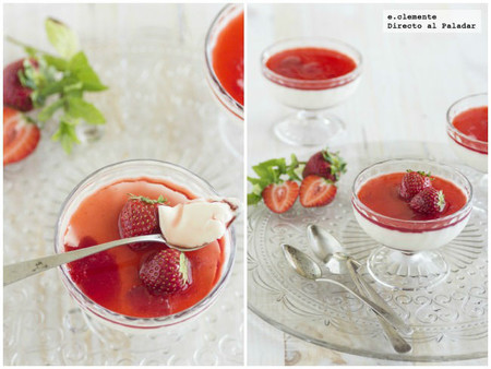 Panna cotta con coulis de fresa. Receta