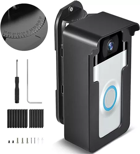 Soporte para Timbre con Vídeo a Prueba de Lluvia, 45-135° Compatible con Video Doorbell Wired/Pro-Pro2/4/3 Plus/3/2/1(Batería), Soporte Angular Antirrobo para Timbre, Accesorios Ajustables para Timbre